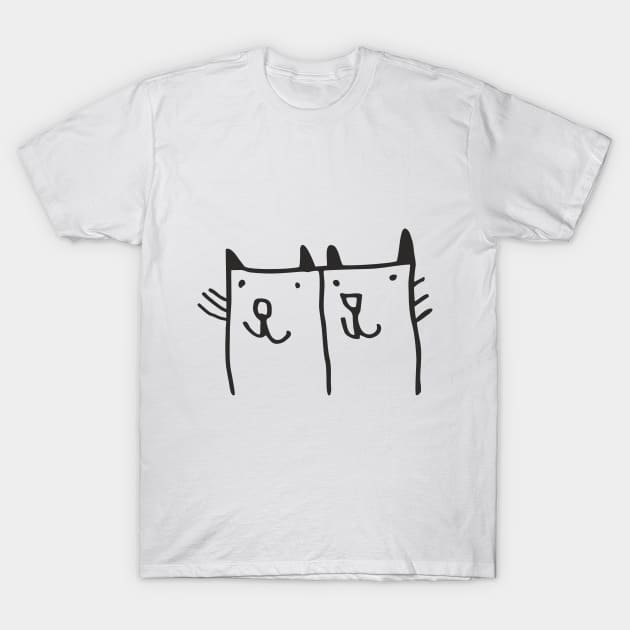 cats cat drawing cheerful gift T-Shirt by FrauK